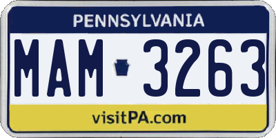 PA license plate MAM3263