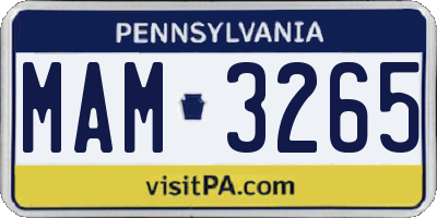 PA license plate MAM3265