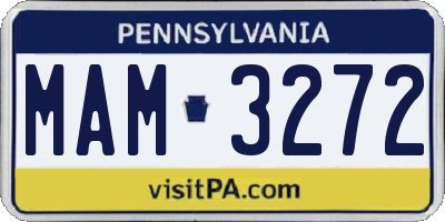 PA license plate MAM3272