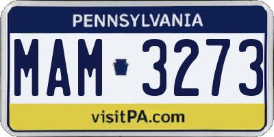 PA license plate MAM3273