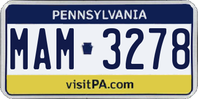 PA license plate MAM3278