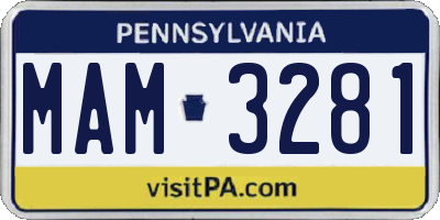PA license plate MAM3281