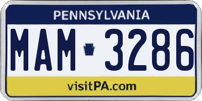 PA license plate MAM3286