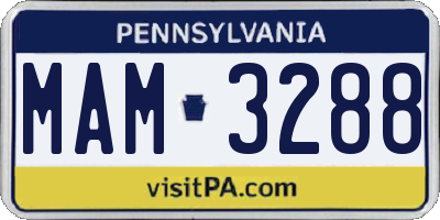 PA license plate MAM3288