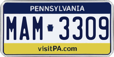 PA license plate MAM3309