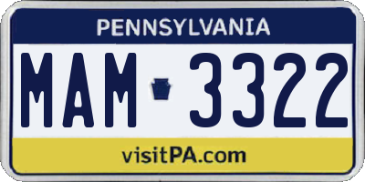 PA license plate MAM3322