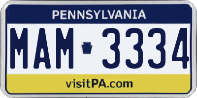PA license plate MAM3334