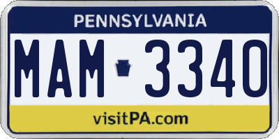 PA license plate MAM3340