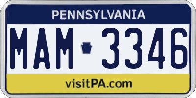 PA license plate MAM3346