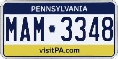 PA license plate MAM3348