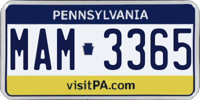 PA license plate MAM3365