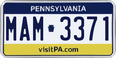 PA license plate MAM3371