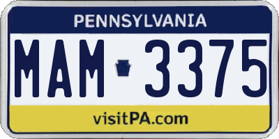 PA license plate MAM3375