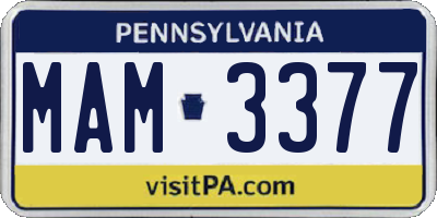 PA license plate MAM3377