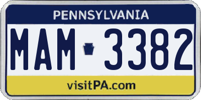 PA license plate MAM3382