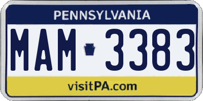 PA license plate MAM3383