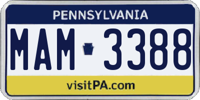 PA license plate MAM3388