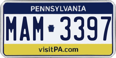 PA license plate MAM3397