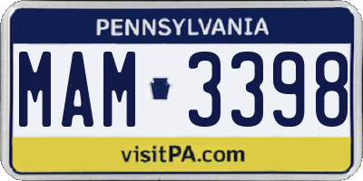 PA license plate MAM3398