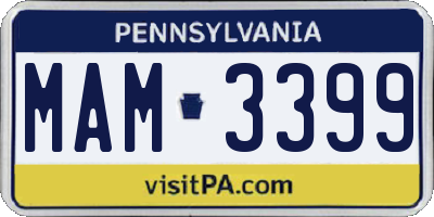 PA license plate MAM3399