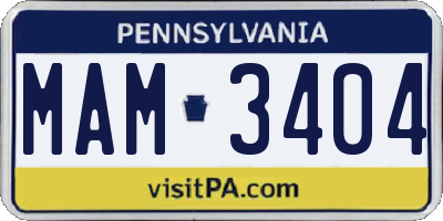 PA license plate MAM3404