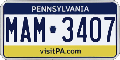 PA license plate MAM3407