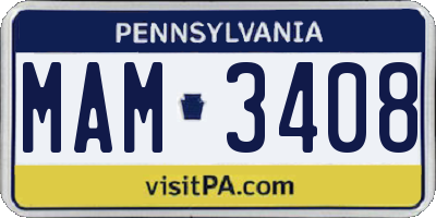 PA license plate MAM3408