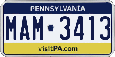 PA license plate MAM3413