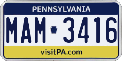 PA license plate MAM3416