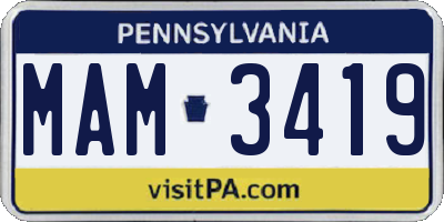 PA license plate MAM3419