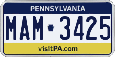 PA license plate MAM3425