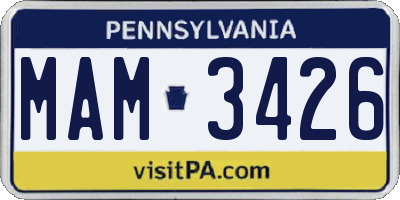PA license plate MAM3426