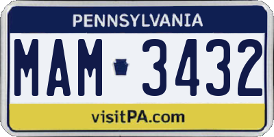 PA license plate MAM3432