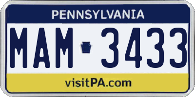 PA license plate MAM3433