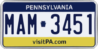 PA license plate MAM3451