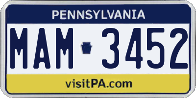 PA license plate MAM3452