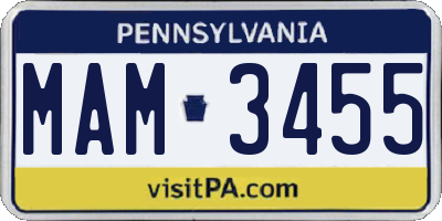 PA license plate MAM3455