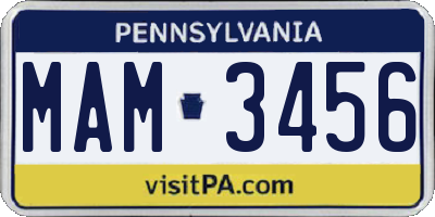 PA license plate MAM3456