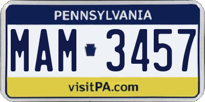 PA license plate MAM3457