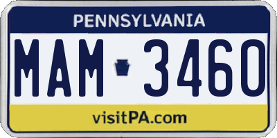 PA license plate MAM3460
