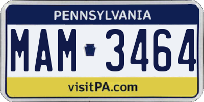 PA license plate MAM3464