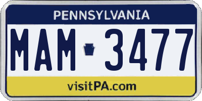 PA license plate MAM3477
