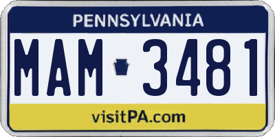 PA license plate MAM3481