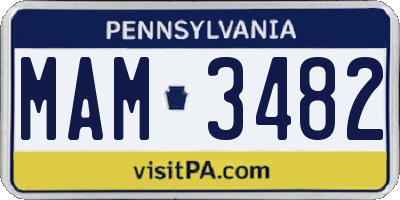PA license plate MAM3482