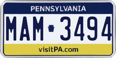 PA license plate MAM3494