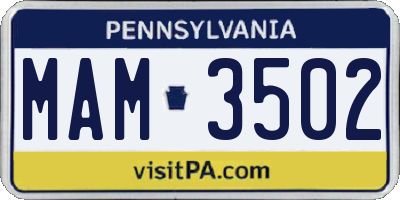 PA license plate MAM3502