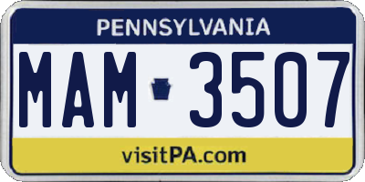 PA license plate MAM3507