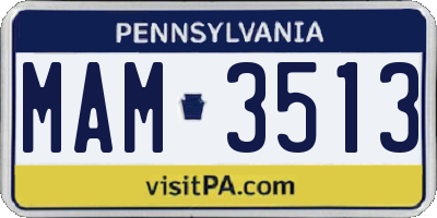 PA license plate MAM3513