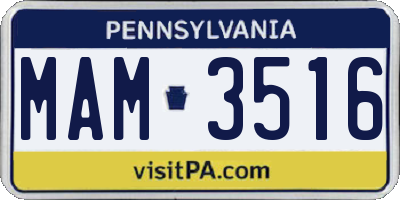PA license plate MAM3516
