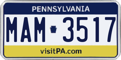 PA license plate MAM3517